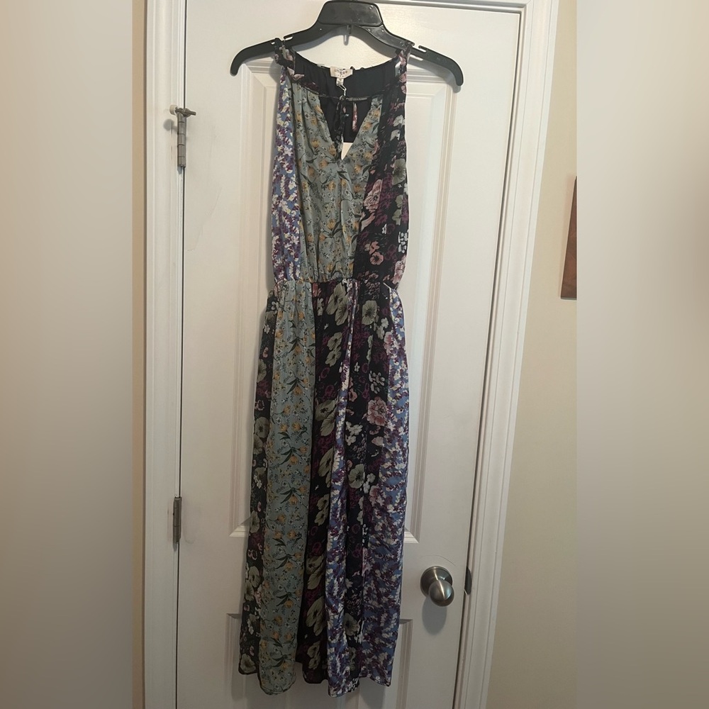 Umgee — Floral Patchwork Maxi Dress - Blue, Purple, Black
